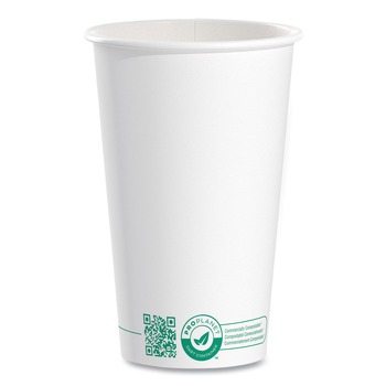 CUPS | SOLO 316PLA-PLANET 16 oz Compostable Paper Hot Cups - White/Green (1000/Carton)