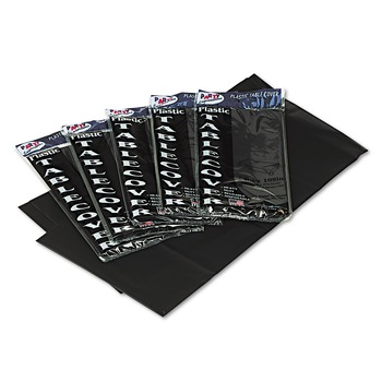 Tablemate 549-BK 54 in. x 108 in. Table Set Heavyweight Plastic Rectangular Table Covers - Black (6/Pack)