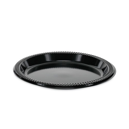 Plates | Pactiv Corp. YPI9E 8.88 in. Diameter Prairieware Impact Plastic Plate Dinnerware - Black (400/Carton) image number 0