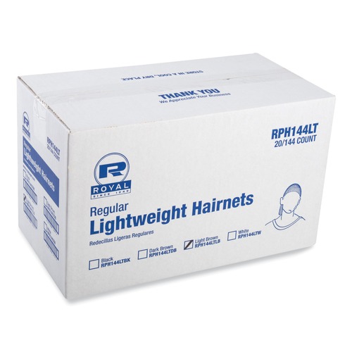 Hairnets & Hair Restraints | AmerCareRoyal RPH144LTLB 24 in. Lightweight Latex-Free Nylon Hairnets - Light Brown (2880/Carton) image number 0