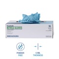 Janitorial Disposable & Single Use Gloves | Boardwalk 382XLBXA 5 mil Disposable Examination Nitrile Gloves - X-Large, Blue (100/Box) image number 4