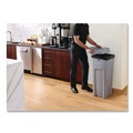 Indoor Waste Receptacles | Rubbermaid Commercial 2143862 Universal Square Trash Can with Swing Lid 23 gal Plastic Gray image number 1
