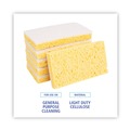Scouring Pads & Sticks | Boardwalk 63BWK LD 3.6 in. x 6.1 in. Individually Wrapped Light Duty Scrubbing Sponge - Yellow/White (20/Carton) image number 3