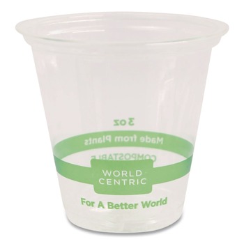 World Centric CP-CS-3 3 oz PLA Plastic Cold Cups - Clear (2500/Carton)