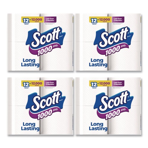 Perforated Roll & Hand Towels | Scott 10060 1-Ply 4.1 in. x 3.7 in. Septic Safe Toilet Paper - White (48/Carton) image number 0