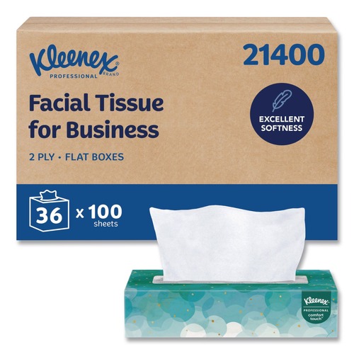 Facial Tissues | Kleenex 21400 2-Ply Facial Tissues - White (100 Sheets/Box, 36 Boxes/Carton) image number 0