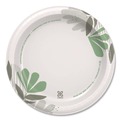 Plates | Dixie UX9WS Pathways Soak-Proof Shield WiseSize 8.5 in. Paper Plates - Green/Burgundy (125/Pack) image number 0