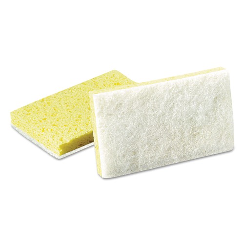 Scouring Pads & Sticks | Scotch-Brite PROFESSIONAL 63 0.7 in. Thick 3.6 in. x 6.1 in. #63 Light-Duty Scrubbing Sponge - Yellow/White (20/Carton) image number 0