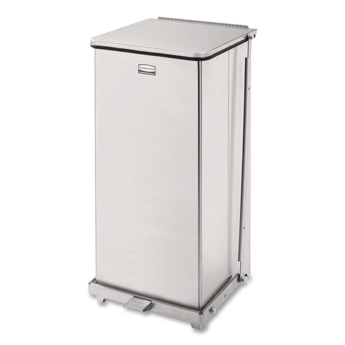 Waste Receptacles | Rubbermaid Commercial FGST24SSPL 13 gal. Defenders Heavy-Duty Steel Step Can - Stainless Steel image number 0