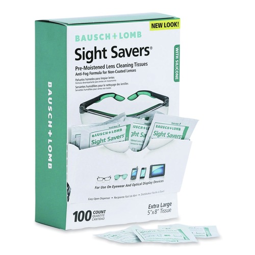 Camera Accessories | Bausch & Lomb 8576 Sight Savers 8 in. x 5 in. Pre-Moistened Anti-Fog Tissues with Silicone (100/Box) image number 0