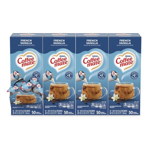 Creamers | Coffee-Mate 11001206 0.38 oz Liquid Coffee Creamer Mini Cups - French Vanilla (50/Box, 4 Boxes/Carton) image number 0