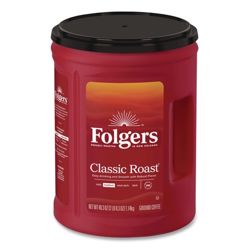 Coffee - Caffeinated | Folgers 2550030419 40.3 oz Canister Ground Coffee - Classic Roast (6/Carton) image number 0