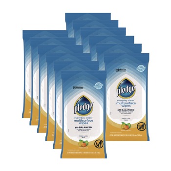 PRODUCTS | Pledge 319249 7 in. x 10 in. Multi-Surface Cleaner Wipes - Fresh Citrus (25/Pack, 12 Packs/Carton)