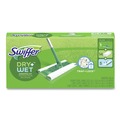 Mops | Swiffer 49947 10 in. x 4.8 in. Cloth Head 46 in. Aluminum/Plastic Handle Sweeper Mop - White Head Silver/Green Handle image number 2