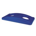 Waste Receptacle Lids | Rubbermaid Commercial FG269288BLUE 20.38 in. x 11.38 in. x 2.75 in. Lid for Slim Jim Bottle Recycling Container - Blue image number 7