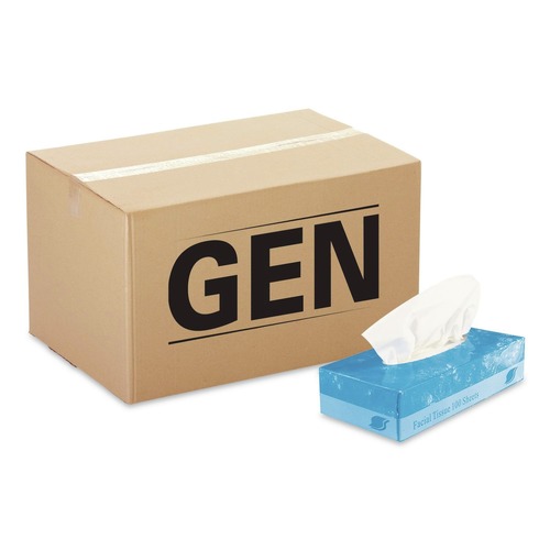 Facial Tissues | GEN GENFACIAL30100B 2-Ply Boxed Facial Tissue - White (30 Boxes/Carton) image number 0