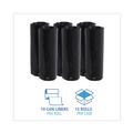 Low-Density Trash Bags | Boardwalk W4832YKKR01 24 in. x 32 in. 16 gal. 1 mil Perforated Roll Low-Density Waste Can Liners - Black (150/Carton) image number 3