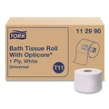 Perforated Roll & Hand Towels | Tork 112990 1-Ply Septic Safe Universal Bath Tissue Roll with OptiCore - White (36/Carton) image number 0