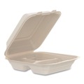 Perforated Roll & Hand Towels | Dart 80FBRHT3 8.65 in. x 7.94 in. x 2.98 in. 3-Compartment ProPlanet Seal Compostable Molded Fiber Hinged Trays - Natural (200/Carton) image number 1