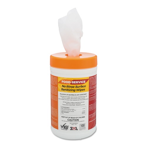 Cleaning Cloths & Wipes | 2XL 2XL 447 6 in. x 8 in. 1-Ply Food Service No Rinse Surface Sanitizing Wipes - White (6/Carton) image number 0