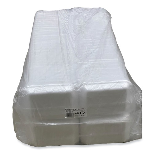 Food Containers & Lids | GEN 4DWH 9.47 in. x 7.12 in. x 1.32 in. #4D Meat Trays - White (500/Carton) image number 0