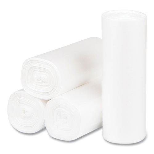 High-Density Trash Bags | Inteplast Group EC171806N High-Density 4 gal. 6 Microns Commercial Can Liners - Clear (50 Bags/Roll, 40 Rolls/Carton) image number 0