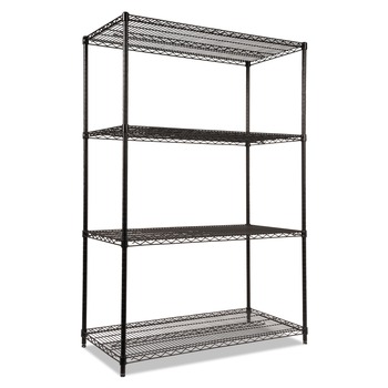 SHELVING UNITS | Alera ALESW504824BL 48 in. x 24 in. x 72 in. NSF Certified Industrial Four-Shelf Wire Shelving Kit - Black