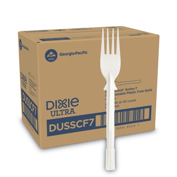 DISPOSABLE FORKS | Dixie DUSSCF7 SmartStock Fork Tri-Tower Dispensing System Cutlery - Natural (960/Carton)