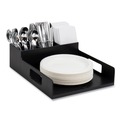 Cutlery Dispensers | Mind Reader PSNAPUT-BLK 15.2 in. x 11.5 in. x 4.45 in. Network Collection Utensil, Napkin and Plate Countertop Plastic Organizer - Black image number 3