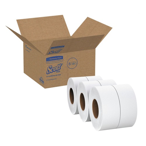 Toilet Tissues | Scott 07827 Essential 3.55 in. x 2000 ft. 2-Ply Septic Safe JRT Extra Long Bathroom Tissue - White (6 Rolls/Carton) image number 0