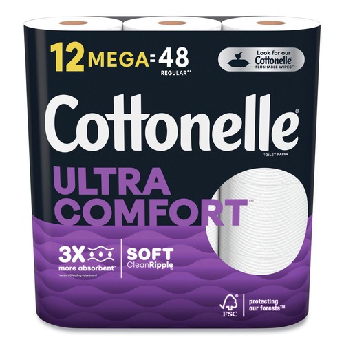 Toilet Tissues | Cottonelle 55494 Ultra ComfortCare 2-Ply Septic Safe Mega Rolls Soft Tissue Toilet Paper - White (48/Carton) image number 0