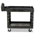 Carts | Rubbermaid Commercial FG452088BLA 25.9 in. x 45.2 in. x 32.2 in. 500 lbs. Capacity 2 Lipped Shelves Heavy-Duty Plastic Utility Cart - Black image number 7