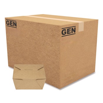 FOOD CONTAINERS AND LIDS | GEN KS10120 Reclosable 30 oz. Paper Take-Out Box - Kraft (450/Carton)