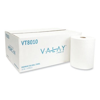 Morcon Paper VT8010 10 in. x 700 ft 1-Ply 10 Inch TAD Roll Towels - White (6 Rolls/Carton)