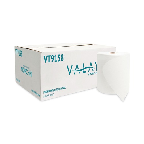 Perforated Roll & Hand Towels | Morcon Paper VT9158 Valay 8 in. x 600 ft 1-Ply Universal TAD Roll Towels - White (6 Rolls/Carton) image number 0