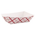 Food Trays & Liners | SCT SCH 0425 7.2 in. x 4.95 in. x 1.94 in. 3 lbs. Capacity Paper Food Baskets - Red/White (500/Carton) image number 0