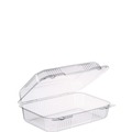 Perforated Roll & Hand Towels | Dart C40UT1 StayLock 6.81 in. x 9.4 in. x 3.1 in. Oblong Plastic Hinged Lid Containers - Clear (250/Carton) image number 3