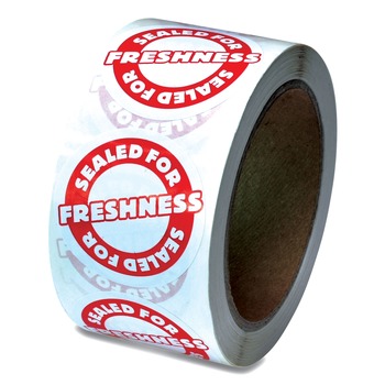 LABELS | PM Company ICX90232498 2 in. Diameter Tamper Seal Label - Red/White (500/Roll, 4 Rolls/Carton)