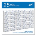 Perforated Roll & Hand Towels | Scott 01960 7.8 in. x 12.4 in. 1-Ply Pro Scottfold Towels - White (25 Packs/Carton) image number 2