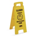 Signs | Rubbermaid Commercial FG611278YEL 11 in. x 12 in. x 25 in. 2-Sided Multilingual "Closed" Sign - Yellow image number 2