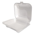 Food Containers & Lids | Plastifar 12018 7.81 in. x 8.75 in. x 3.38 in. Secure One Tab Latch Poly Bag Foam Hinged Lid Container - White (200/Pack) image number 1