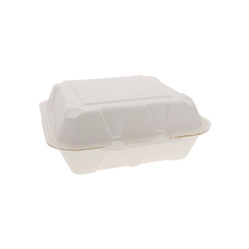 Pactiv Corp. YMCH0901BB 9 in. x 9 in. x 3 in. Sugarcane EarthChoice PFAS Free Compostable Hinged Lid Container - White (150/Carton)