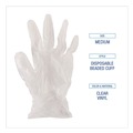 Janitorial Disposable & Single Use Gloves | Boardwalk BWK361MBX 3.6 mil 9.5 in. Long Powder-Free Exam Vinyl Gloves - Medium, Clear (100/Box) image number 6