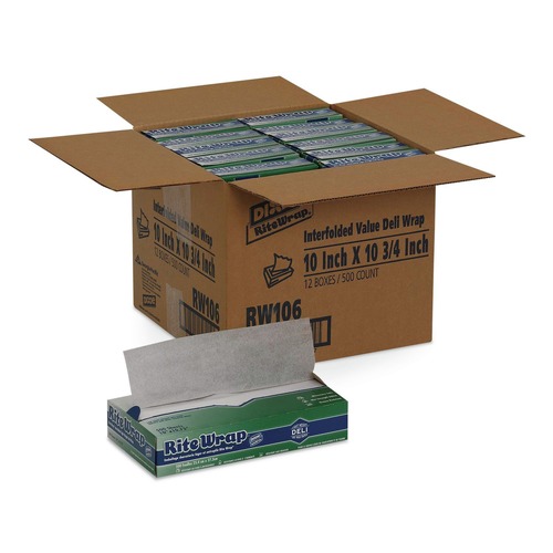 Paper Wraps | Dixie RW106 10 in. x 10.75 in. Rite-Wrap Dry Wax Lightweight Deli Paper (12 Packs/Carton) image number 0