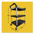 Carts | Rubbermaid Commercial FG342488BLA 18-5/8 in. x 33-5/8 in. x 37-3/4 in. Three-Shelf Economy Plastic Cart - Black image number 5