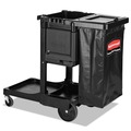 Perforated Roll & Hand Towels | Rubbermaid Commercial 1861430 12.1 in. x 22.4 in. x 23 in. 4 Shelves 1 Bin Plastic Executive Janitorial Cleaning Cart - Black image number 0