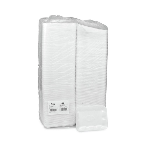 Food Containers & Lids | Pactiv Corp. 0TF104D10000 9.5 in. x 7 in. x 1.25 in. No. 4D Foam Meat Tray - White (500/Carton) image number 0