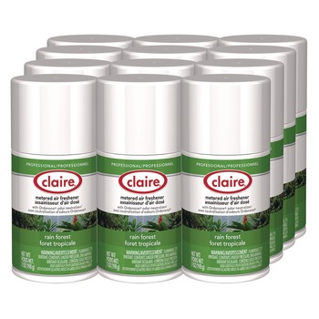 Claire 1000003943 11 oz. Aerosol Spray Metered Air Freshener - Rain Forest (12/Carton)