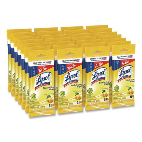 Cleaning Cloths & Wipes | LYSOL Brand 19200-99799 6.69 in. x 7.87 in. 1-Ply Disinfecting Wipes Flatpacks - Lemon and Lime Blossom White (24/Carton) image number 0