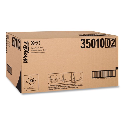 Perforated Roll & Hand Towels | WypAll 35010 X60 22-1/2 in. x 39 in. Shower Towels - White (100/Box, 3 Boxes/Carton) image number 0